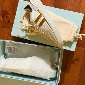 LANVIN White and Gold Sneakers with Dust Bag